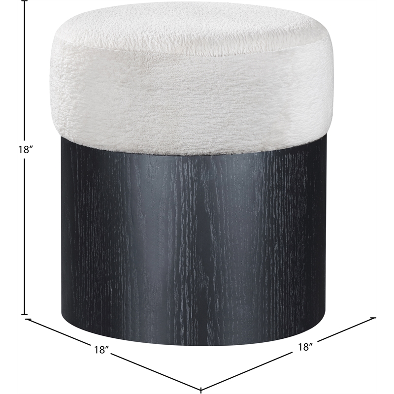 Meridian Furniture Nimes Cream Velour Fur Fabric Ottoman/Stool