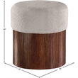 Meridian Furniture Nimes Beige Velour Fur Fabric Ottoman/Stool