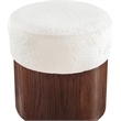 Meridian Furniture Nimes Cream Velour Fur Fabric Ottoman/Stool