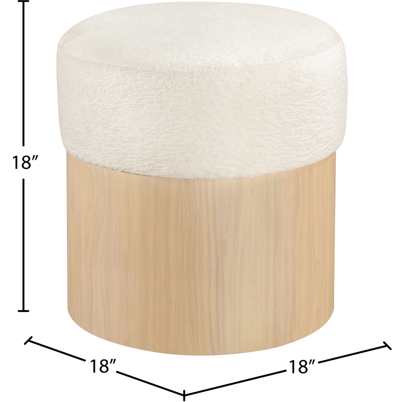Meridian Furniture Nimes Cream Velour Fur Fabric Ottoman/Stool