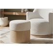 Meridian Furniture Nimes Cream Velour Fur Fabric Ottoman/Stool