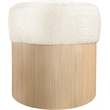 Meridian Furniture Nimes Cream Velour Fur Fabric Ottoman/Stool