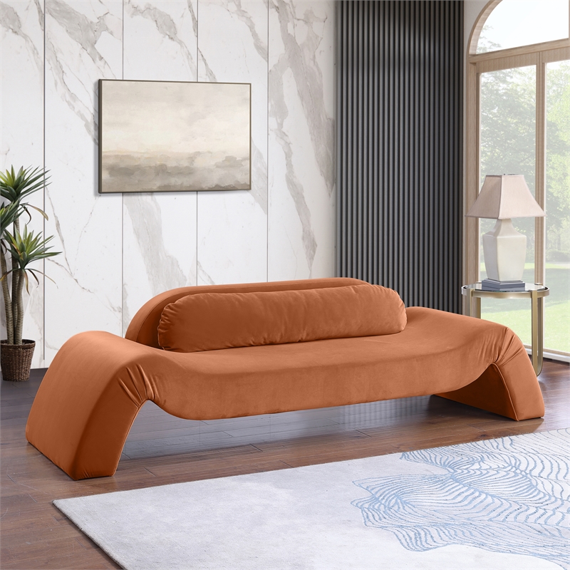 Meridian Furniture Austin Cognac Velvet Sofa