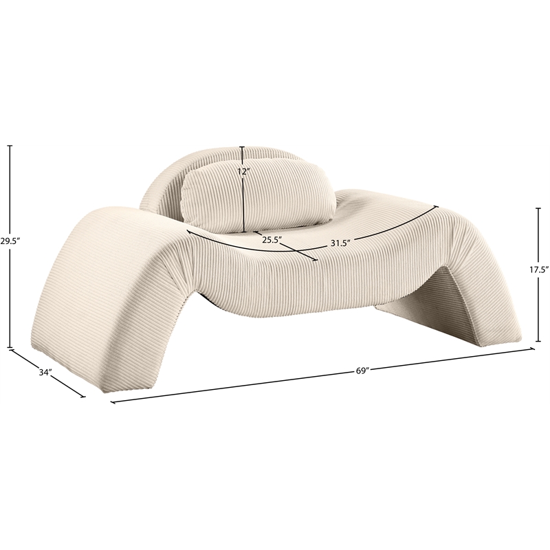 Meridian Furniture Austin Beige Microsuede Corduroy Chair