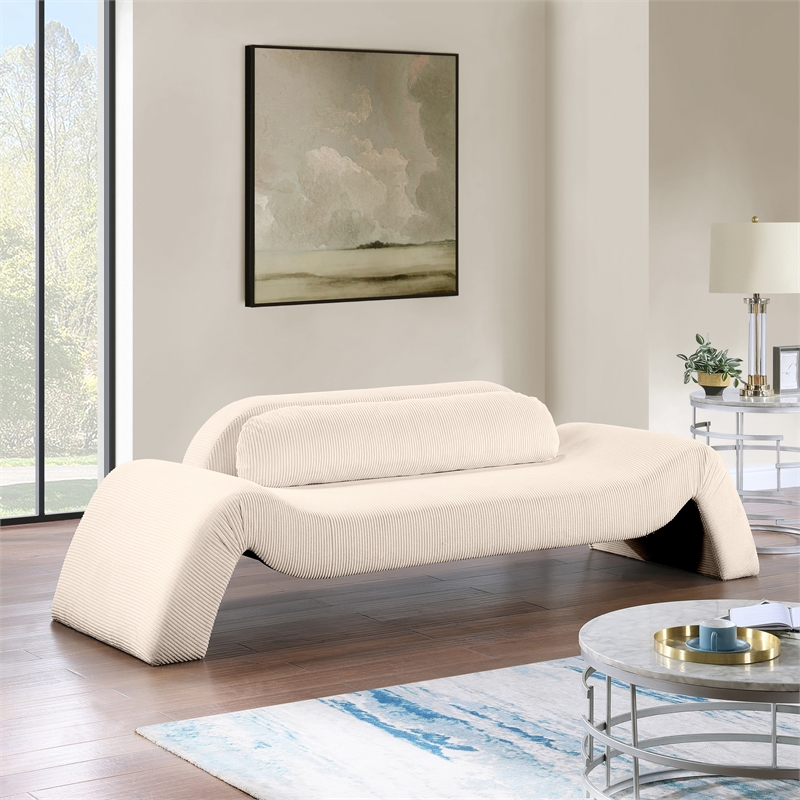 Meridian Furniture Austin Beige Microsuede Corduroy Sofa