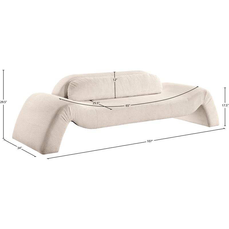 Meridian Furniture Austin Beige Microsuede Corduroy Sofa
