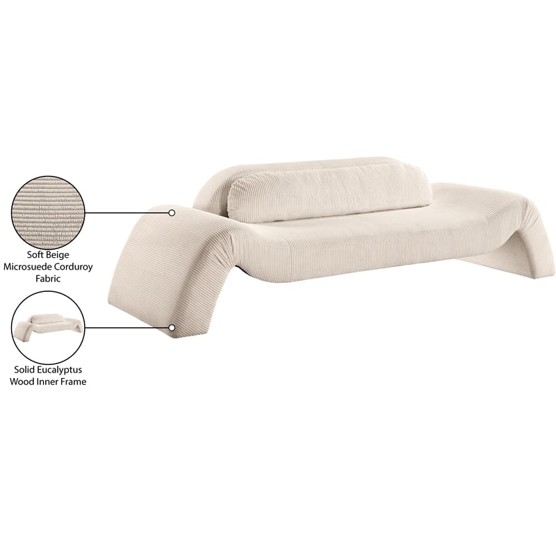 Meridian Furniture Austin Beige Microsuede Corduroy Sofa