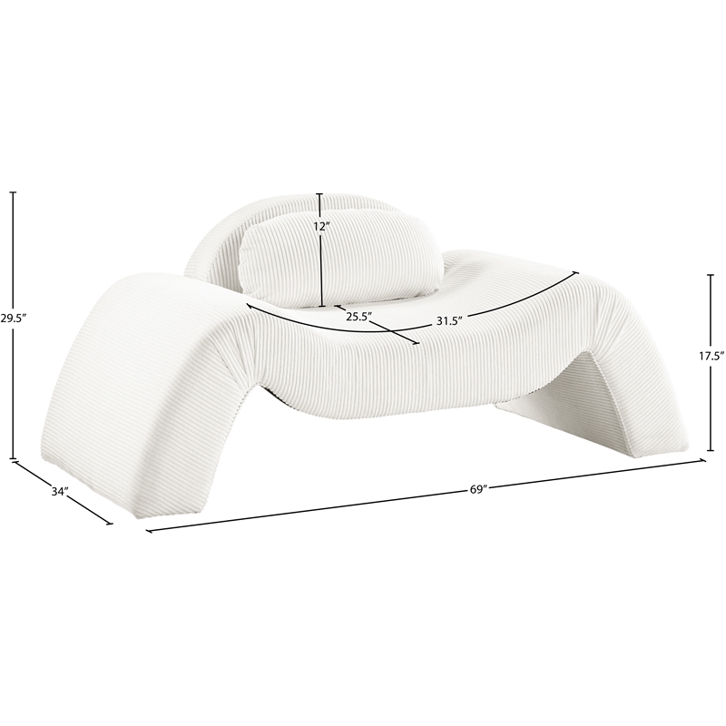 Meridian Furniture Austin Cream Microsuede Corduroy Chair