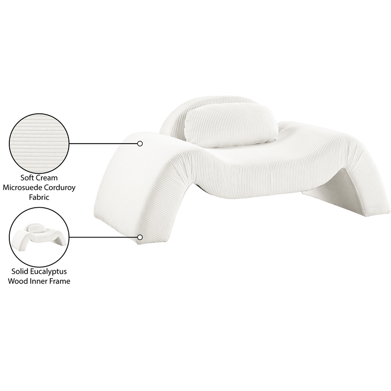 Meridian Furniture Austin Cream Microsuede Corduroy Chair