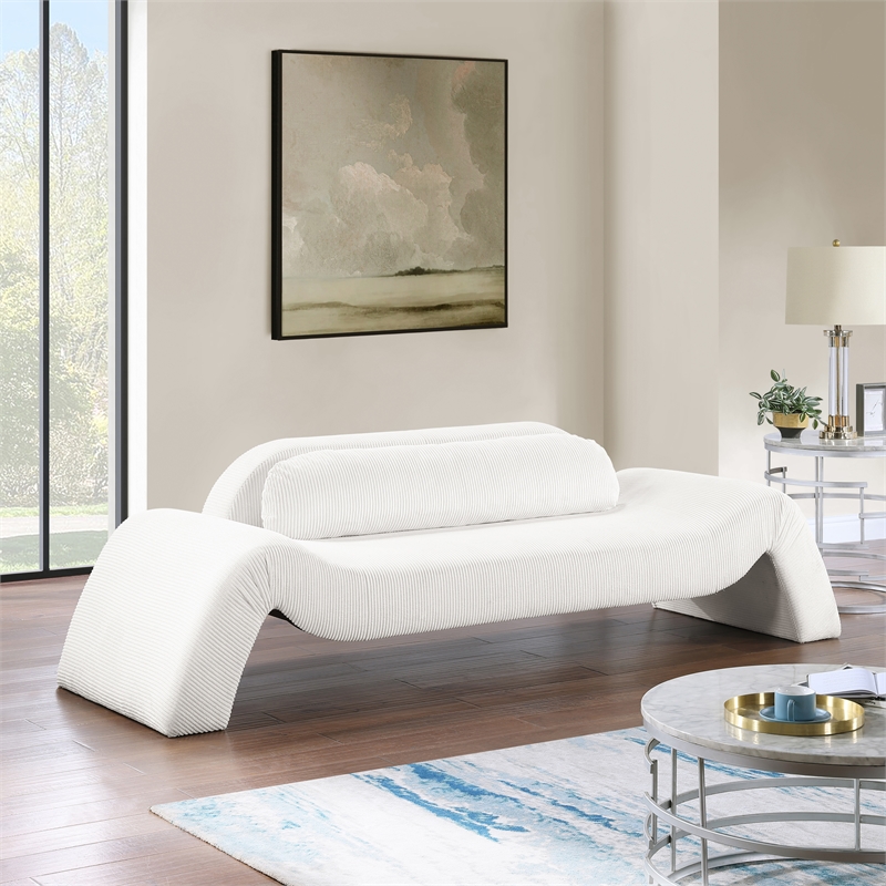 meridian furniture austin cream microsuede corduroy sofa