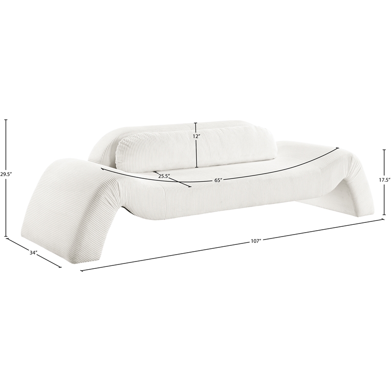 meridian furniture austin cream microsuede corduroy sofa