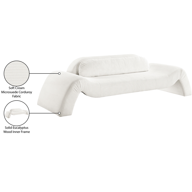 meridian furniture austin cream microsuede corduroy sofa