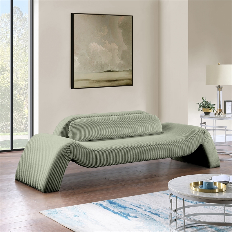 Meridian Furniture Austin Green Microsuede Corduroy Sofa