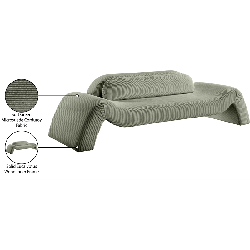 Meridian Furniture Austin Green Microsuede Corduroy Sofa