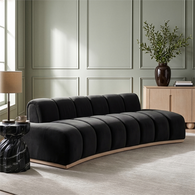 Meridian Furniture Jace Black Velvet Sofa