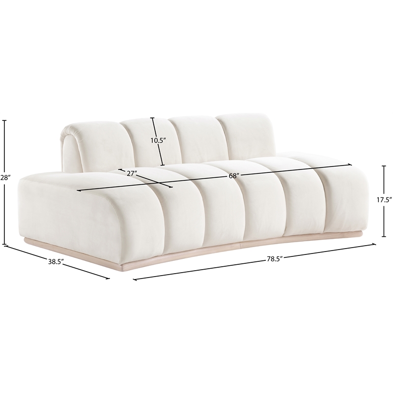 Meridian Furniture Jace Cream Velvet Loveseat