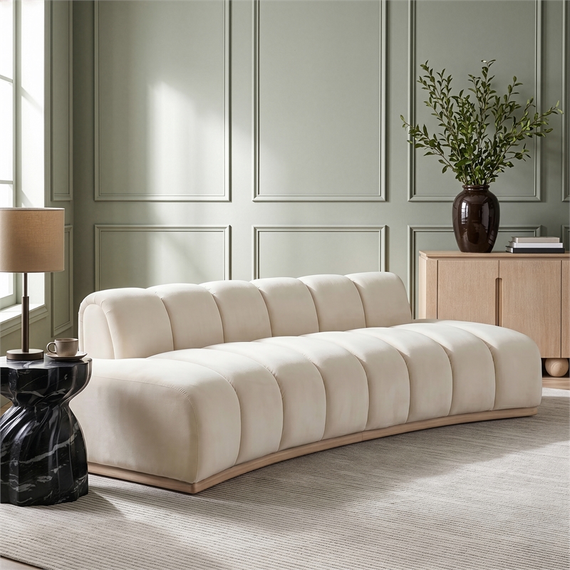 Meridian Furniture Jace Cream Velvet Sofa
