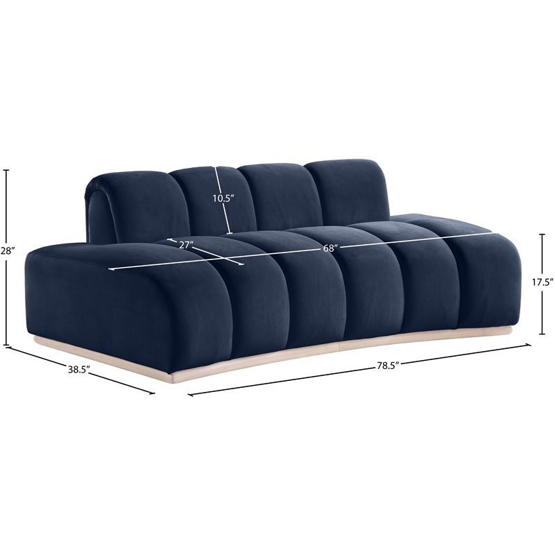 Meridian Furniture Jace Navy Velvet Loveseat