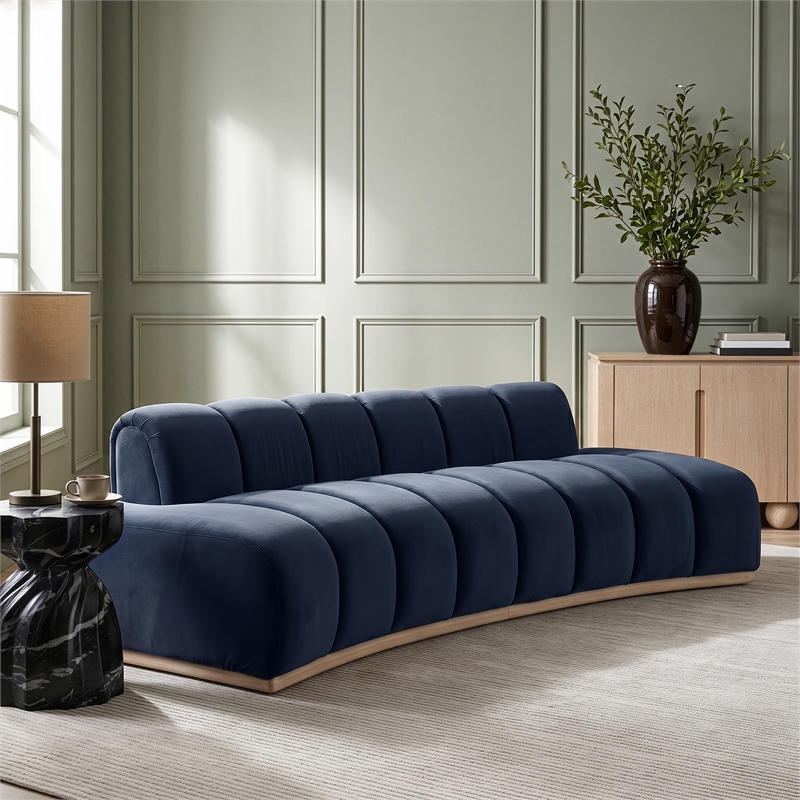 Meridian Furniture Jace Navy Velvet Sofa