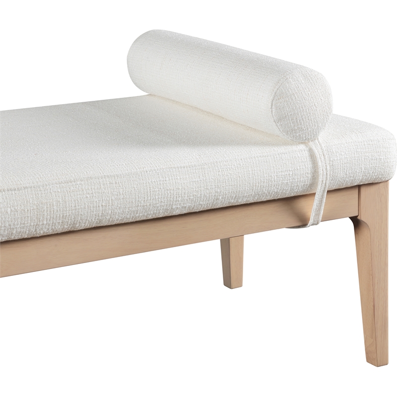 Meridian Furniture Priscilla Cream Linen Textured Fabric Bench