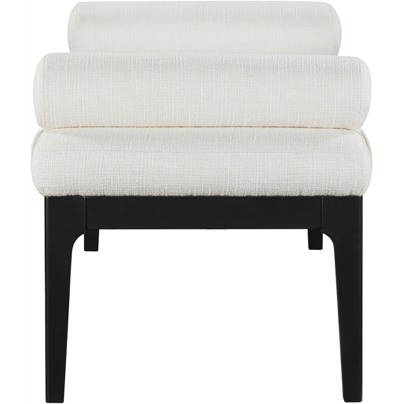 Meridian Furniture Priscilla Cream Linen Textured Fabric Bench