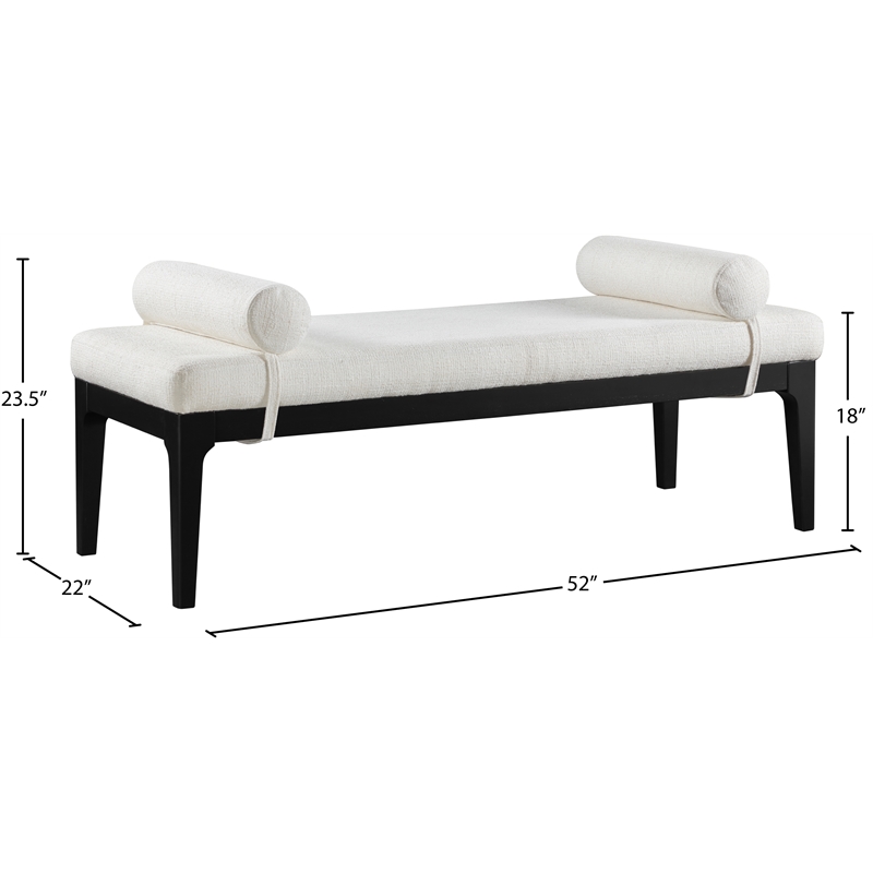 Meridian Furniture Priscilla Cream Linen Textured Fabric Bench