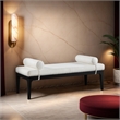 Meridian Furniture Priscilla Grey Linen Textured Fabric Bench