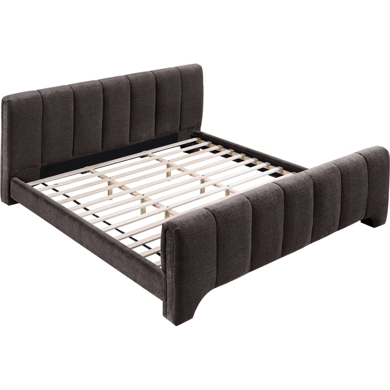 Meridian Furniture Camila Brown Chenille Fabric Full Bed
