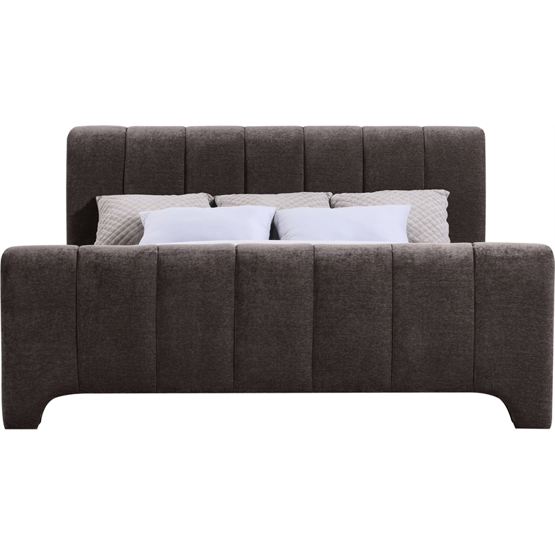 Meridian Furniture Camila Brown Chenille Fabric King Bed