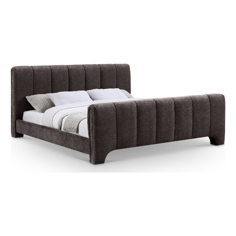 Meridian Furniture Camila Brown Chenille Fabric King Bed