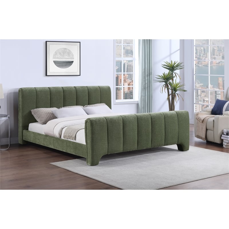 Meridian Furniture Camila Green Chenille Fabric Full Bed