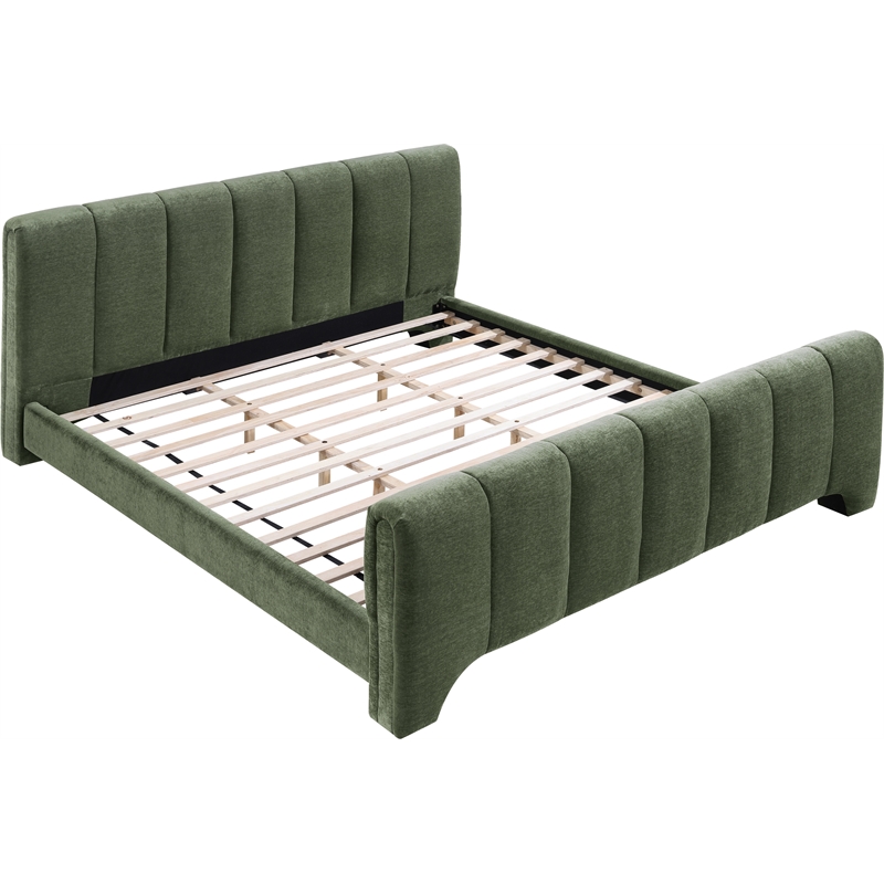 Meridian Furniture Camila Green Chenille Fabric Full Bed