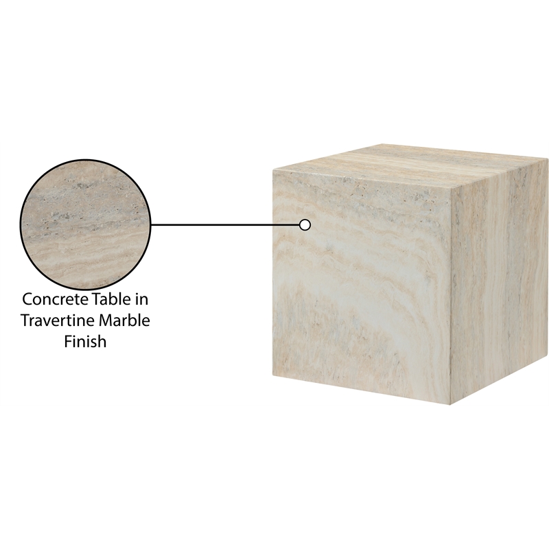 Meridian Furniture Piazza Travertine Finish Concrete Indoor/Outdoor End Table