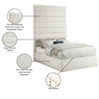 Meridian Furniture Adam Cream Linen Textured Fabric Full Bed