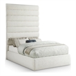 Meridian Furniture Adam Cream Linen Textured Fabric Full Bed