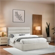 Meridian Furniture Adam Cream Linen Textured Fabric Queen Bed