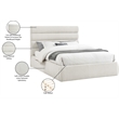 Meridian Furniture Adam Cream Linen Textured Fabric Queen Bed