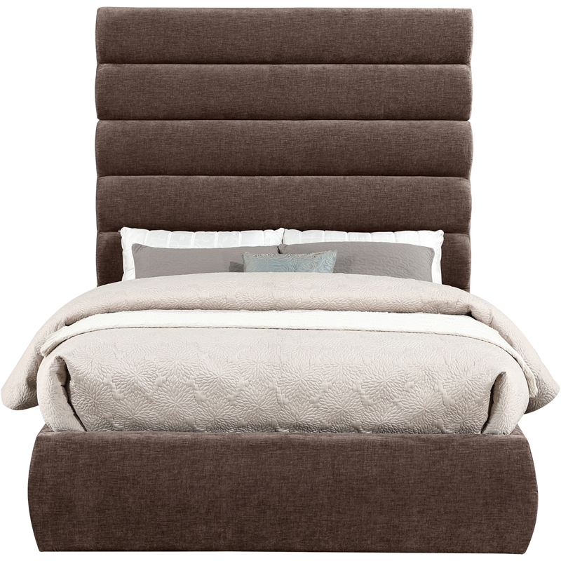 Meridian Furniture Adam Brown Chenille Fabric Full Bed
