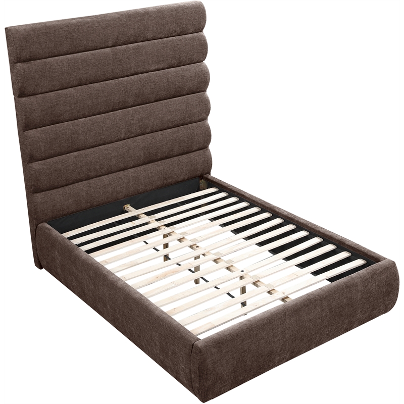 Meridian Furniture Adam Brown Chenille Fabric Full Bed
