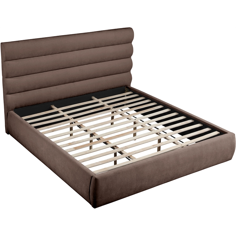 Meridian Furniture Adam Brown Chenille Fabric King Bed