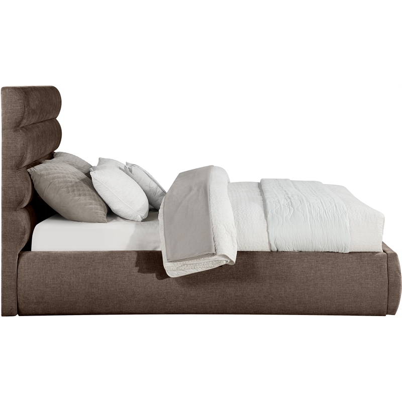Meridian Furniture Adam Brown Chenille Fabric Queen Bed