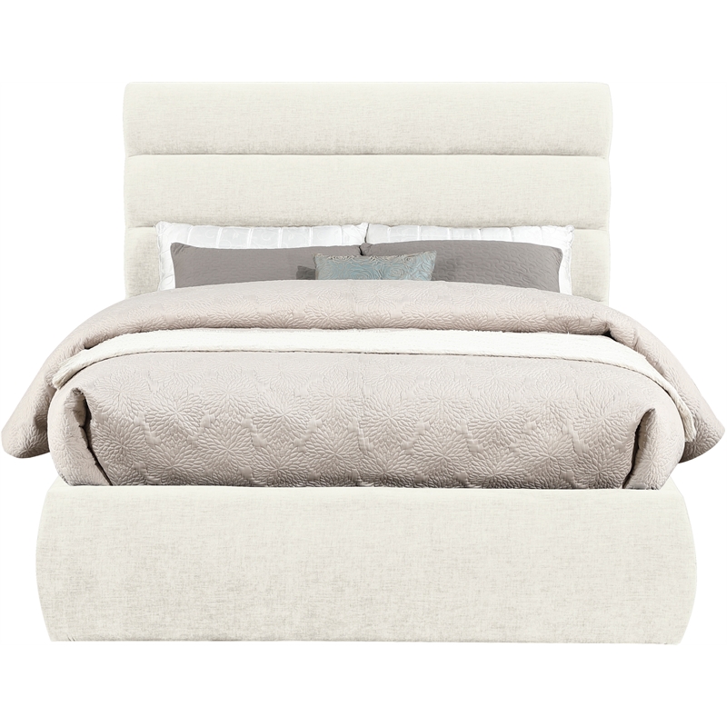 Meridian Furniture Adam Cream Chenille Fabric Full Bed