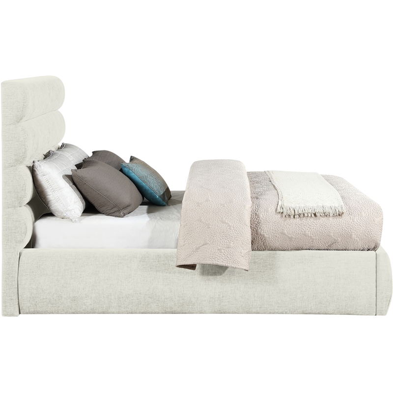 Meridian Furniture Adam Cream Chenille Fabric Full Bed