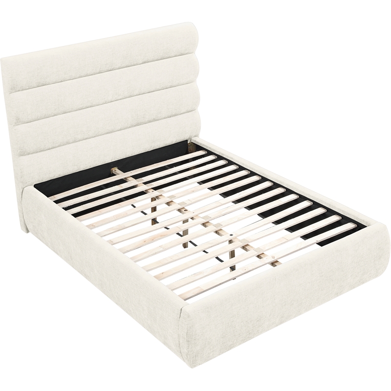 Meridian Furniture Adam Cream Chenille Fabric Full Bed