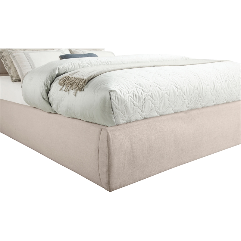 Meridian Furniture Adam Beige Linen Textured Fabric Full Bed