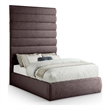 Meridian Furniture Adam Brown Linen Textured Fabric Full Bed