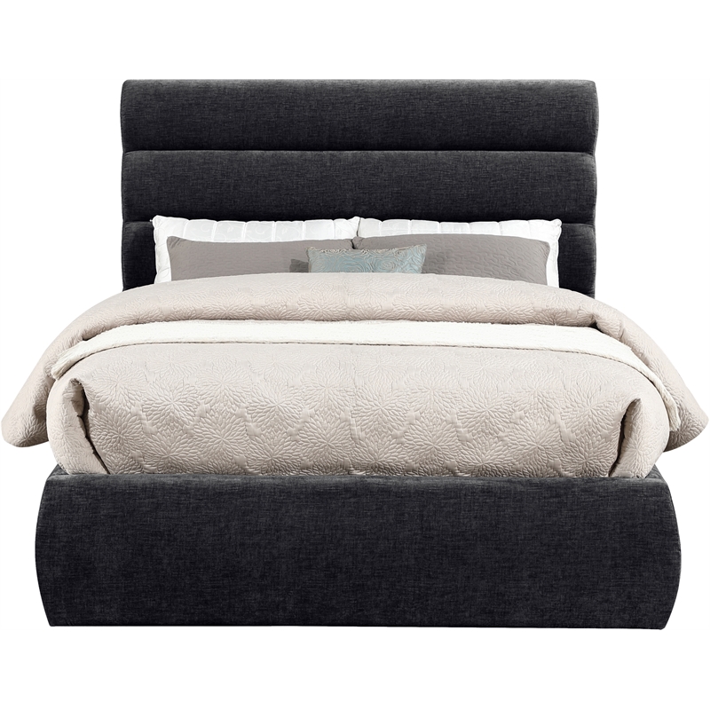 Meridian Furniture Adam Black Chenille Fabric Full Bed