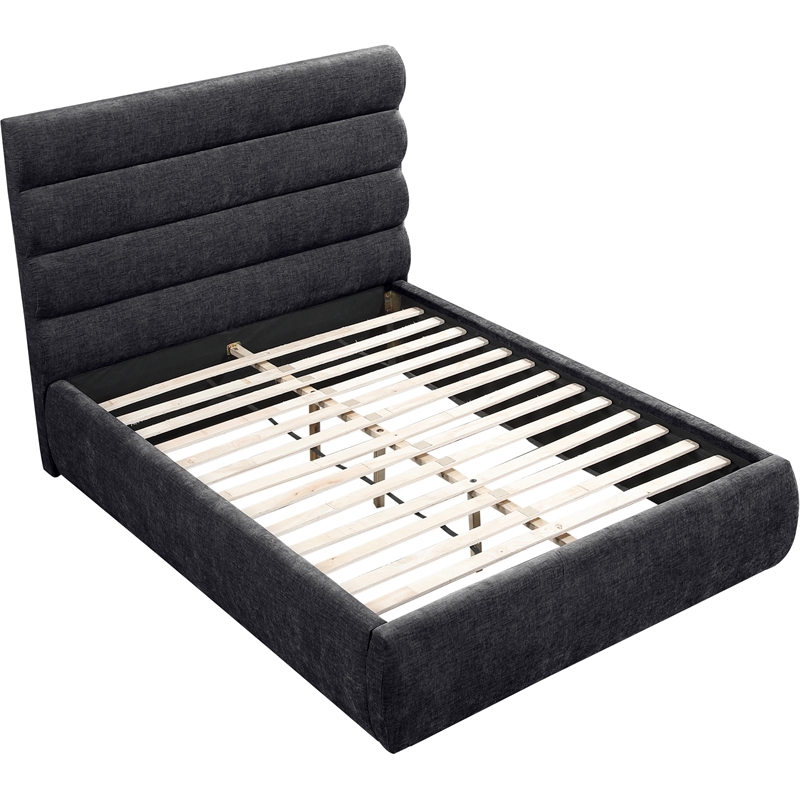 Meridian Furniture Adam Black Chenille Fabric Full Bed