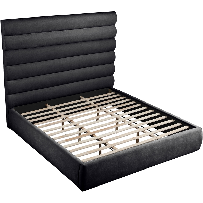 Meridian Furniture Adam Black Chenille Fabric King Bed