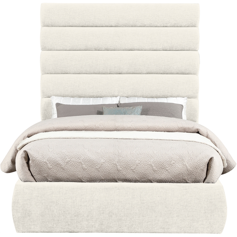 Meridian Furniture Adam Cream Chenille Fabric Full Bed